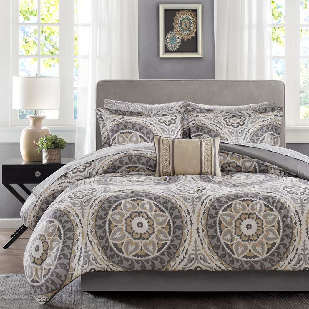Periston Taupe 9 Pc California King Comforter Set - Thumbnail - Image 17