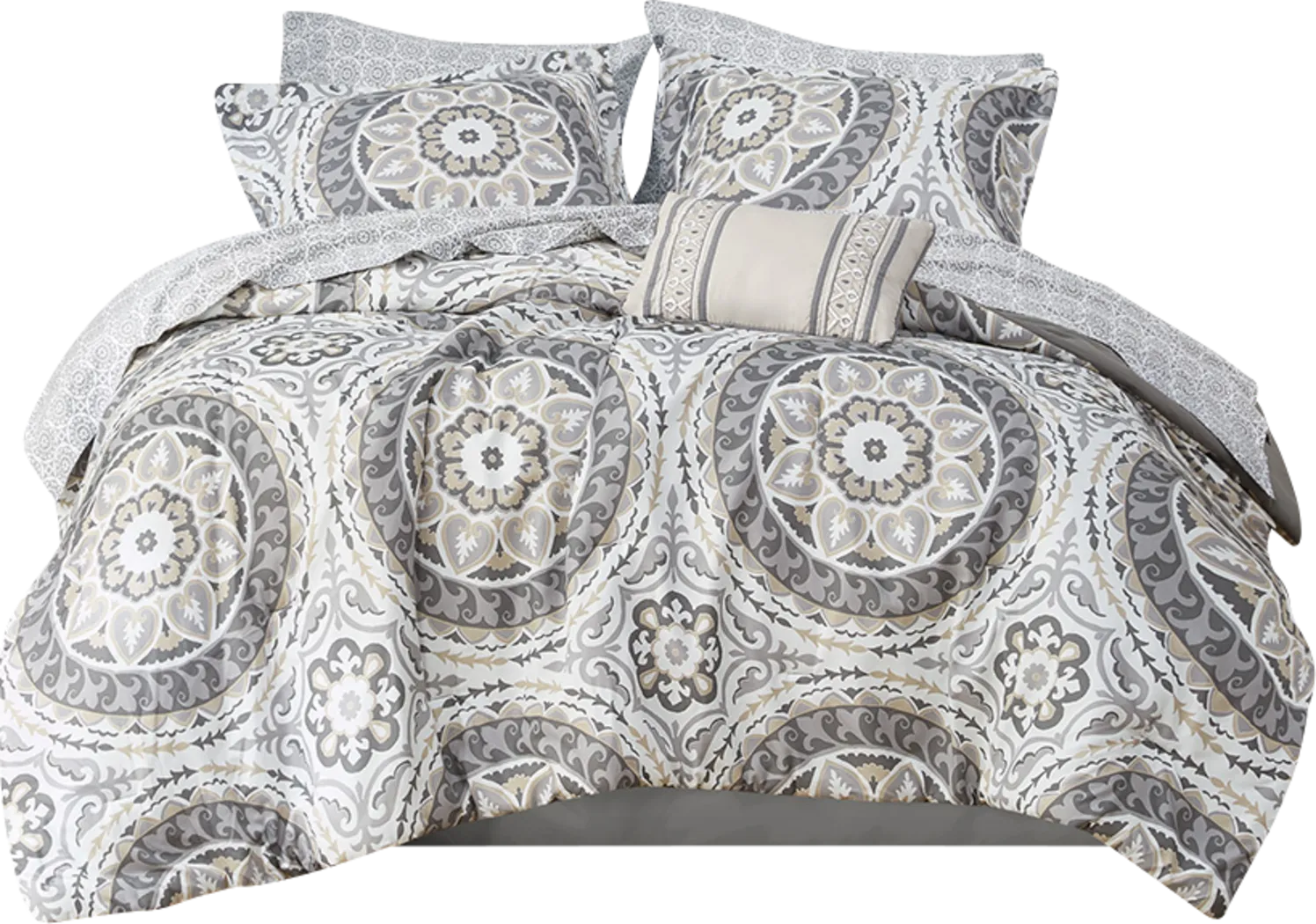 Periston Taupe 9 Pc Queen Comforter Set - Thumbnail - Image 2