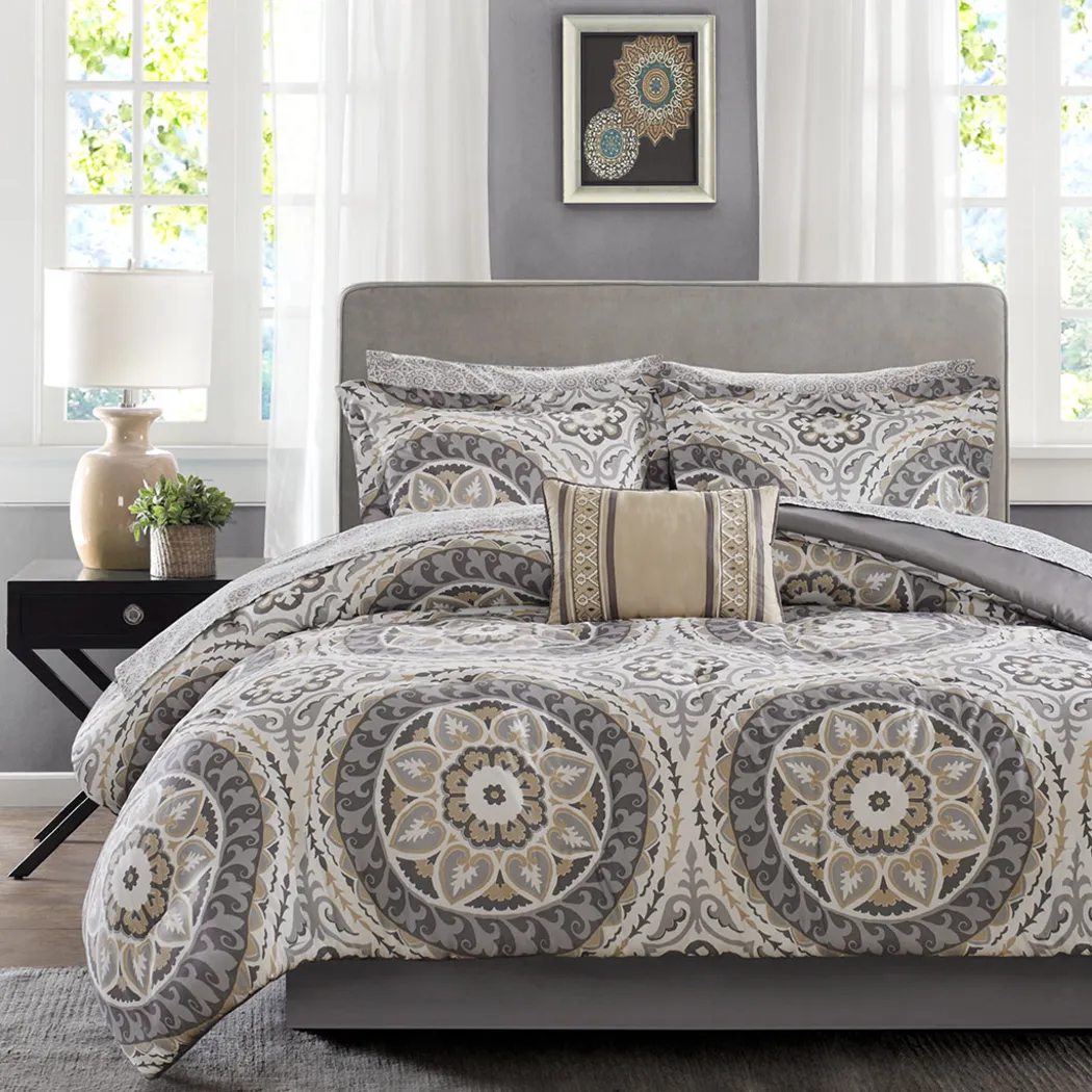 Periston Taupe 9 Pc Queen Comforter Set - Thumbnail - Image 17