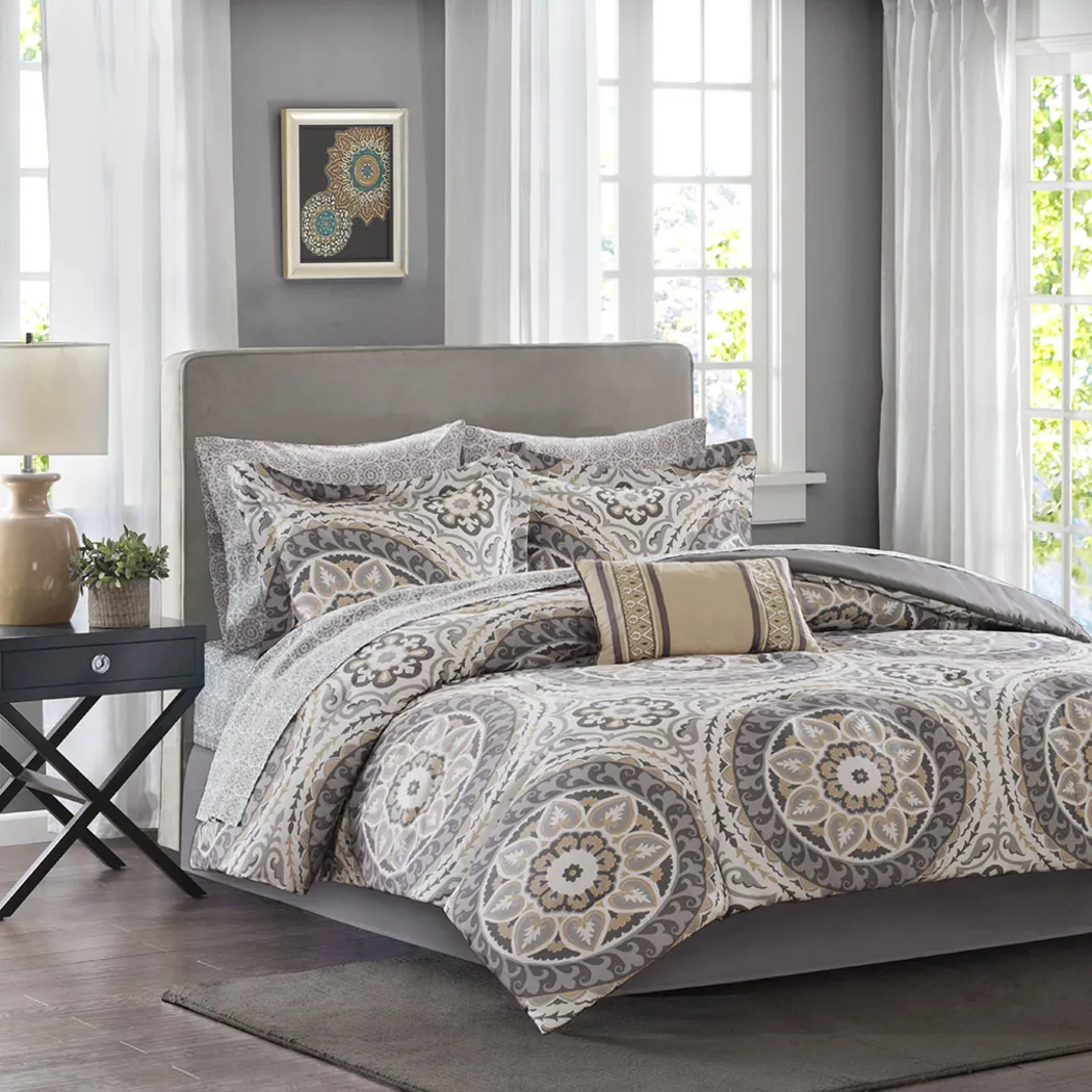 Periston Taupe 9 Pc Queen Comforter Set - Thumbnail - Image 19