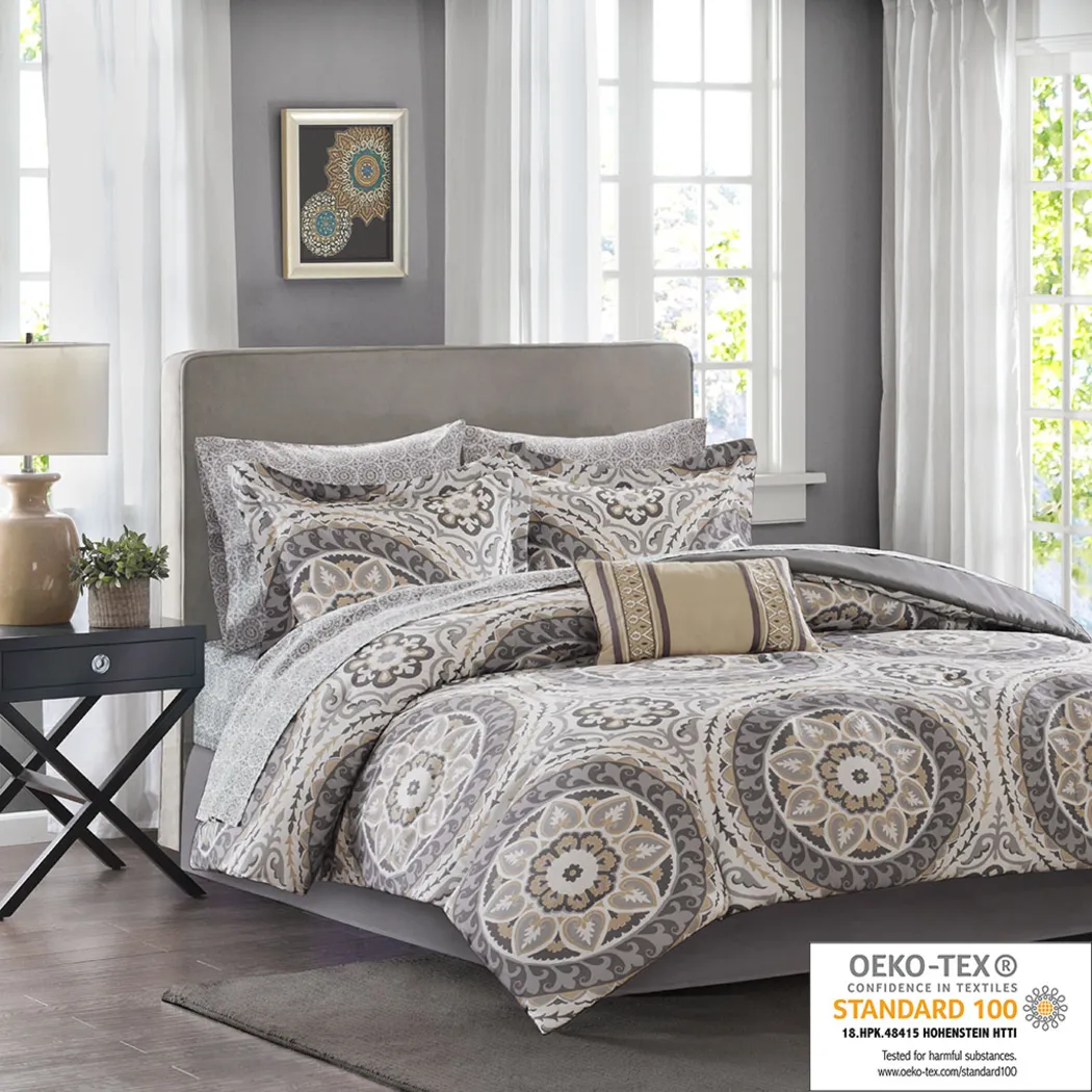 Periston Taupe 9 Pc Queen Comforter Set - Thumbnail - Image 20