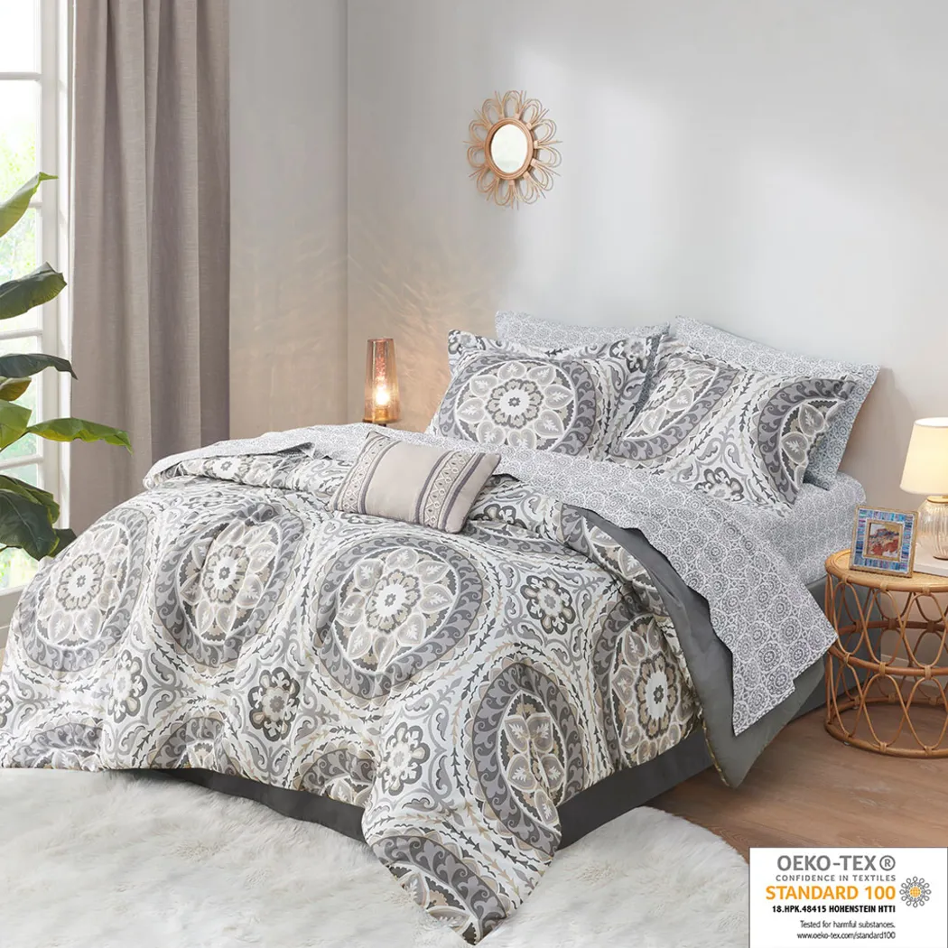 Periston Taupe 9 Pc Queen Comforter Set - Thumbnail - Image 22
