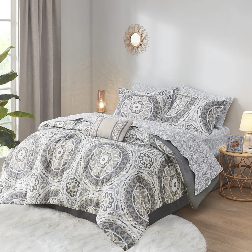 Periston Taupe 9 Pc Queen Comforter Set - Thumbnail - Image 1