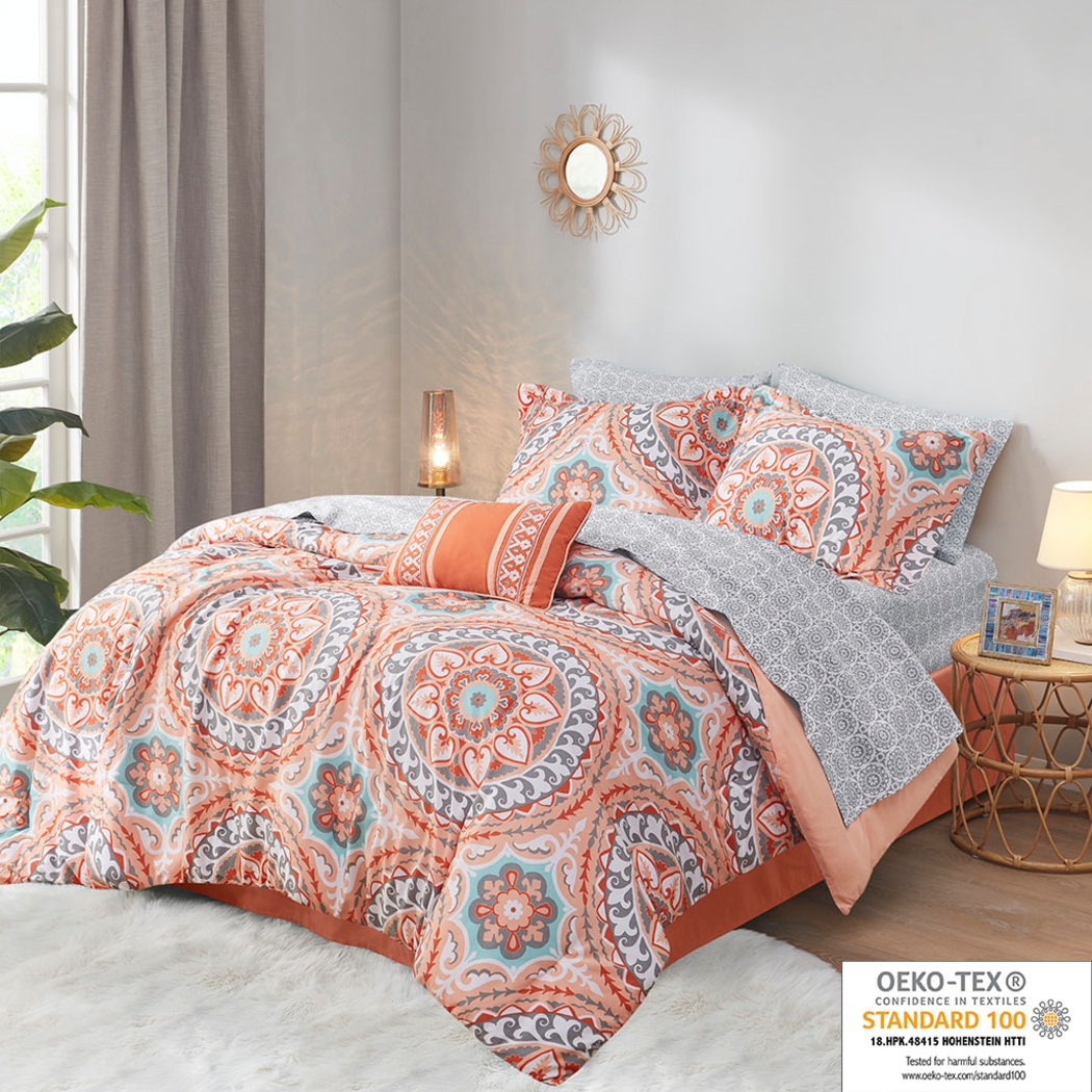 Perrault Coral 9 Pc Queen Comforter Set - Thumbnail - Image 19