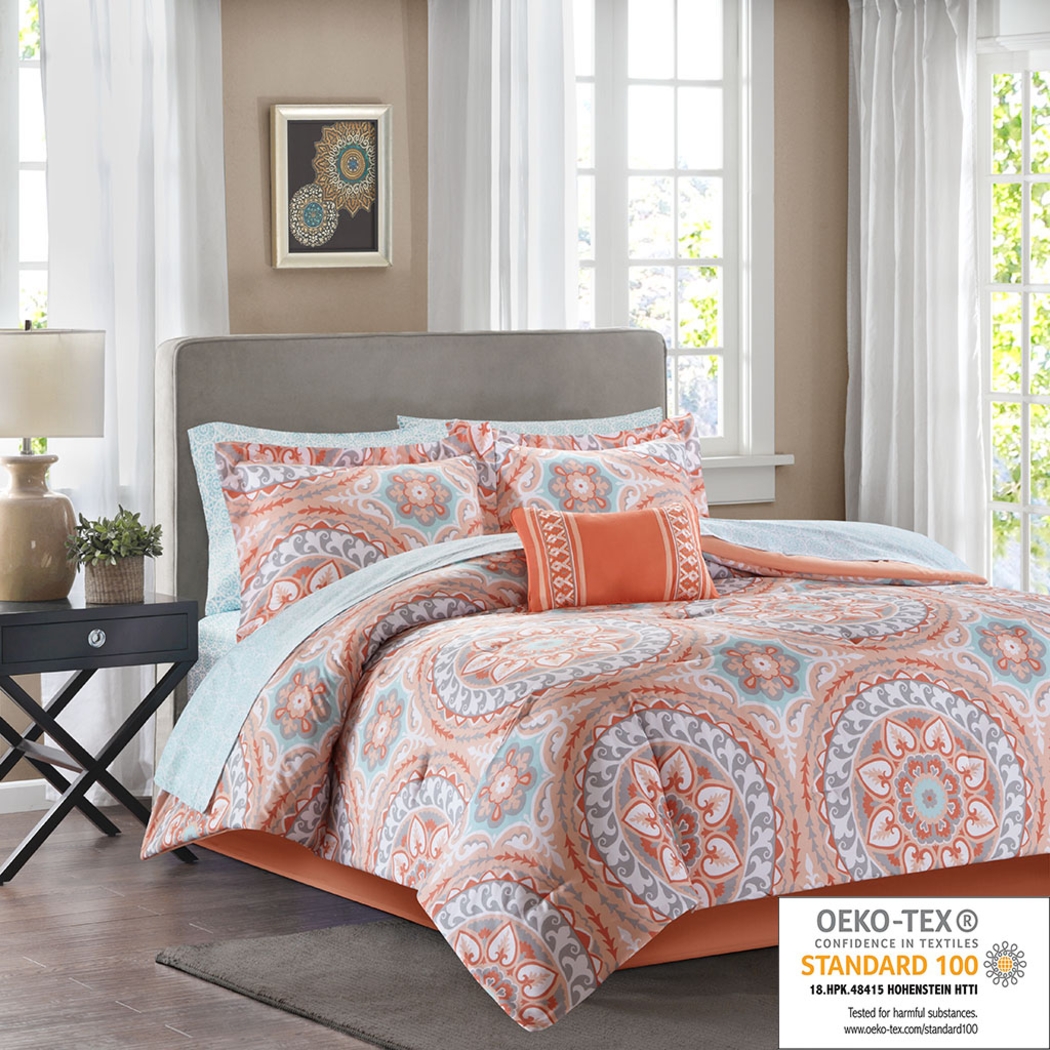Perrault Coral 9 Pc Queen Comforter Set - Thumbnail - Image 22
