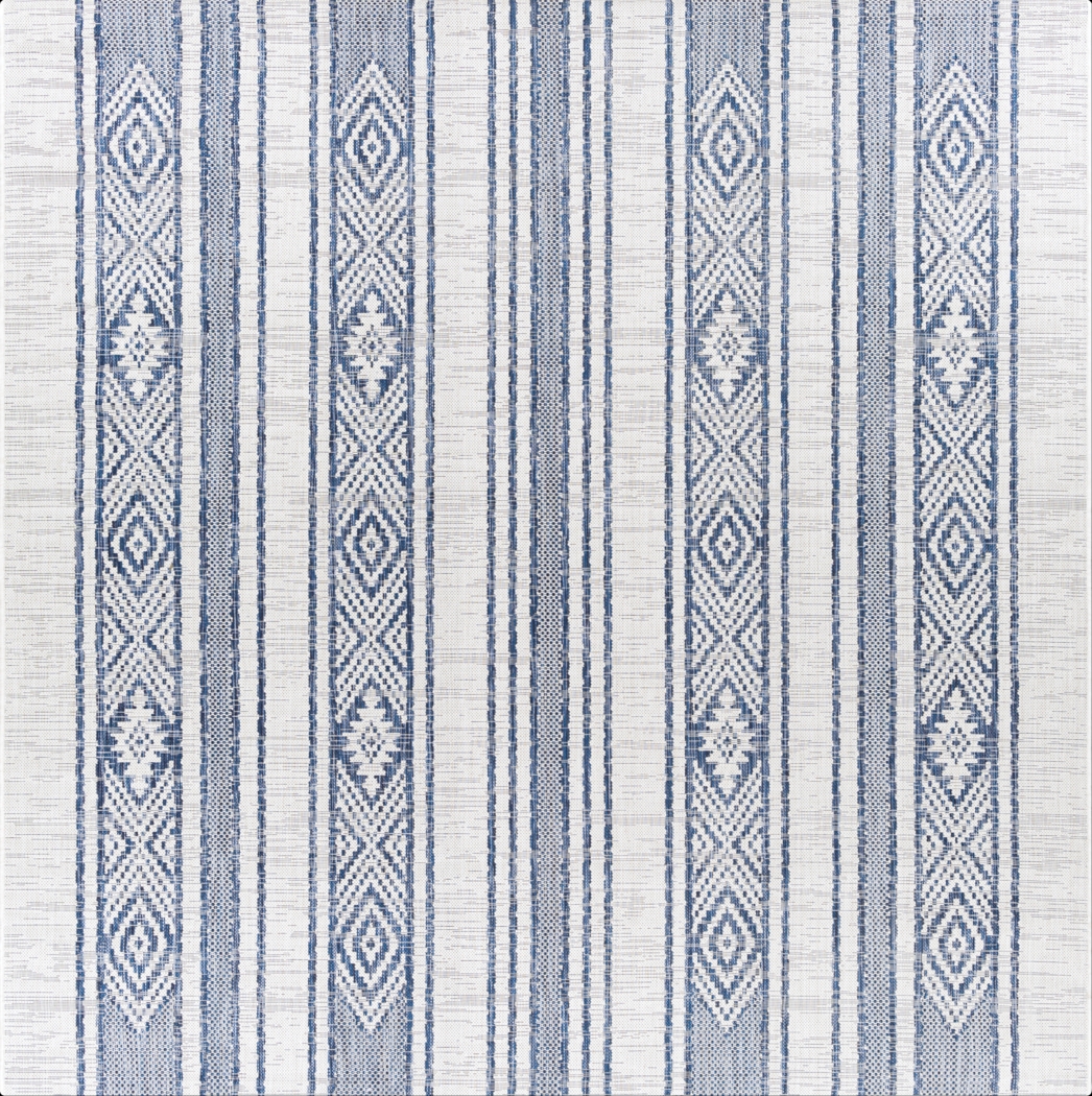 Perris Dark Blue 7'10 Square Indoor/Outdoor Rug - Thumbnail - Image 1