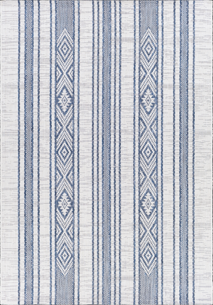 Perris Dark Blue 7'10 x 10'2 Indoor/Outdoor Rug - Thumbnail - Image 1