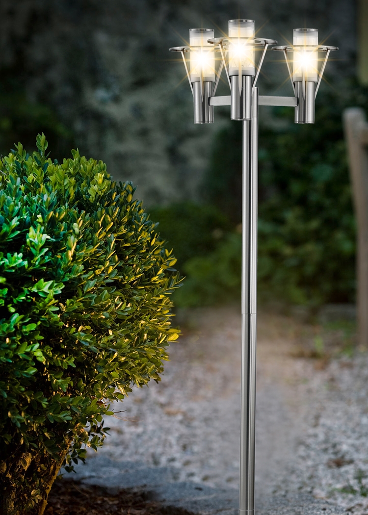 Perrott Bend Silver Outdoor 3 Light Floor Lamp - Thumbnail - Image 2