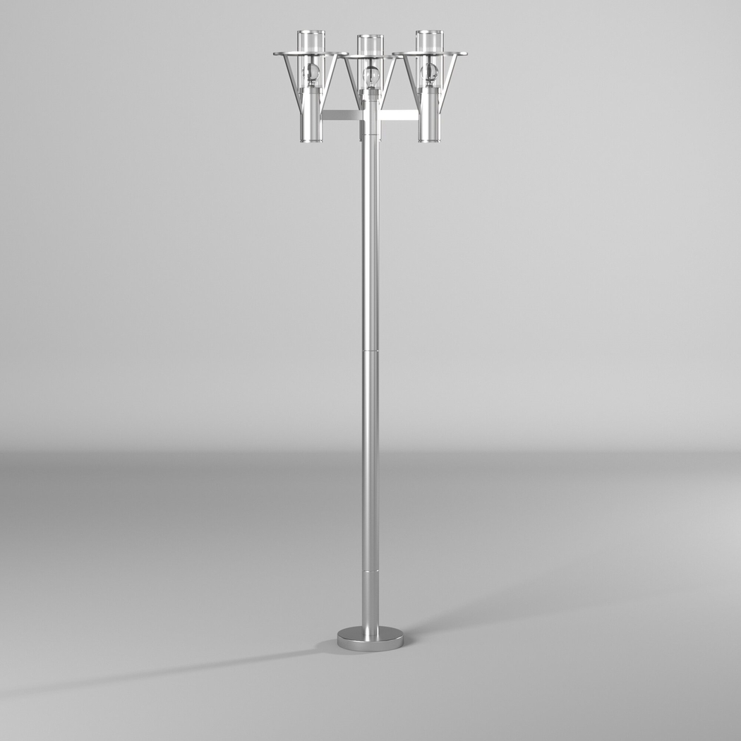 Perrott Bend Silver Outdoor 3 Light Floor Lamp - Thumbnail - Image 12