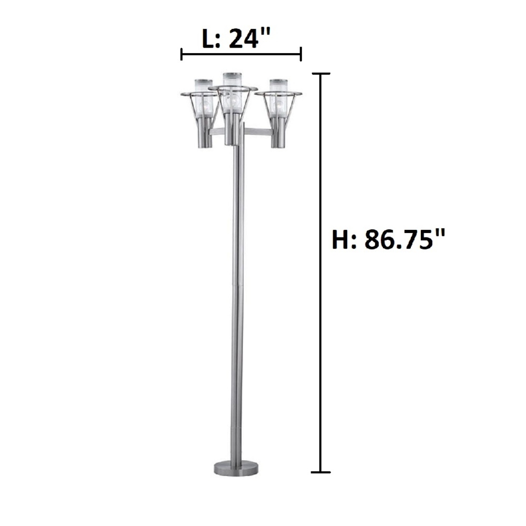 Perrott Bend Silver Outdoor 3 Light Floor Lamp - Thumbnail - Image 3