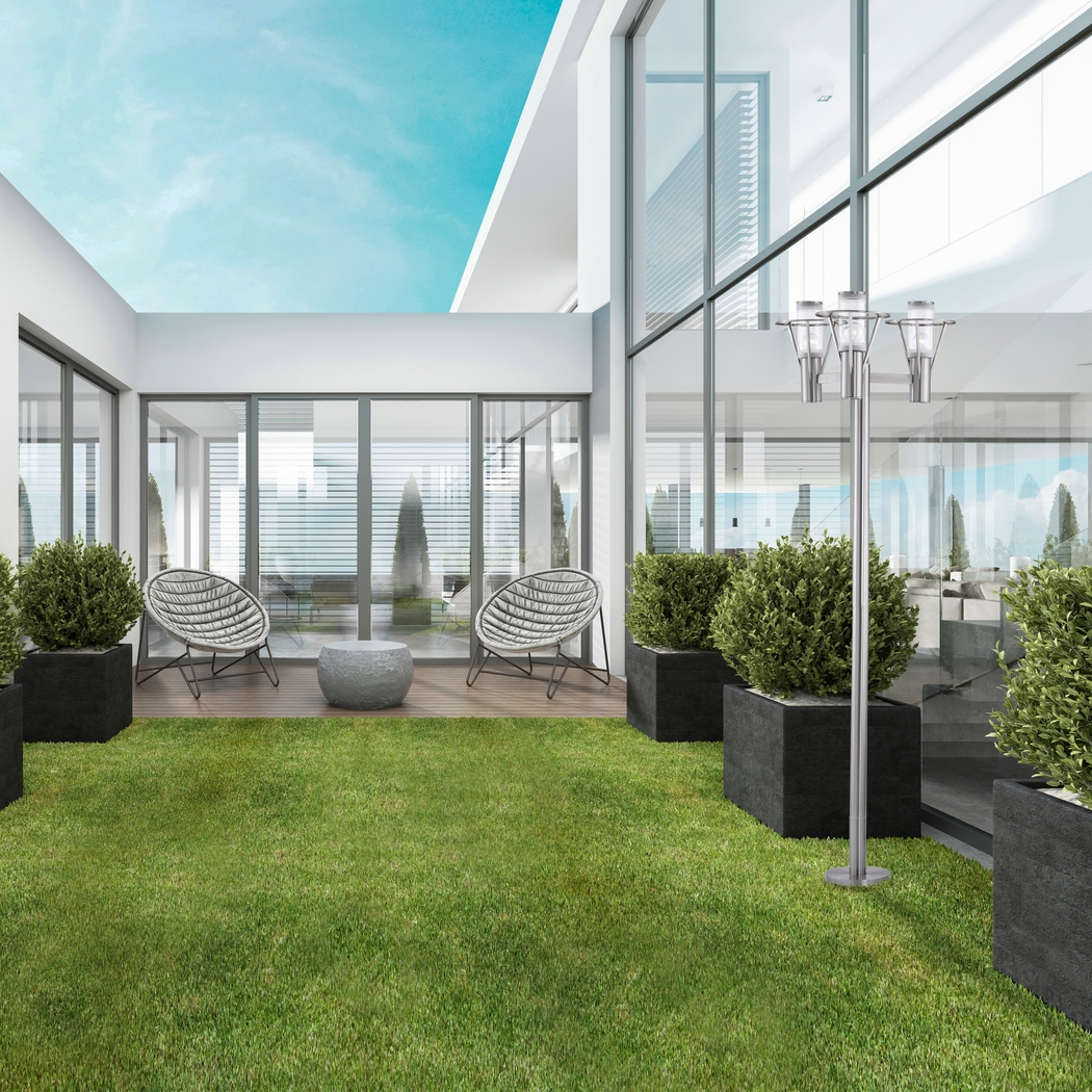 Perrott Bend Silver Outdoor 3 Light Floor Lamp - Thumbnail - Image 6