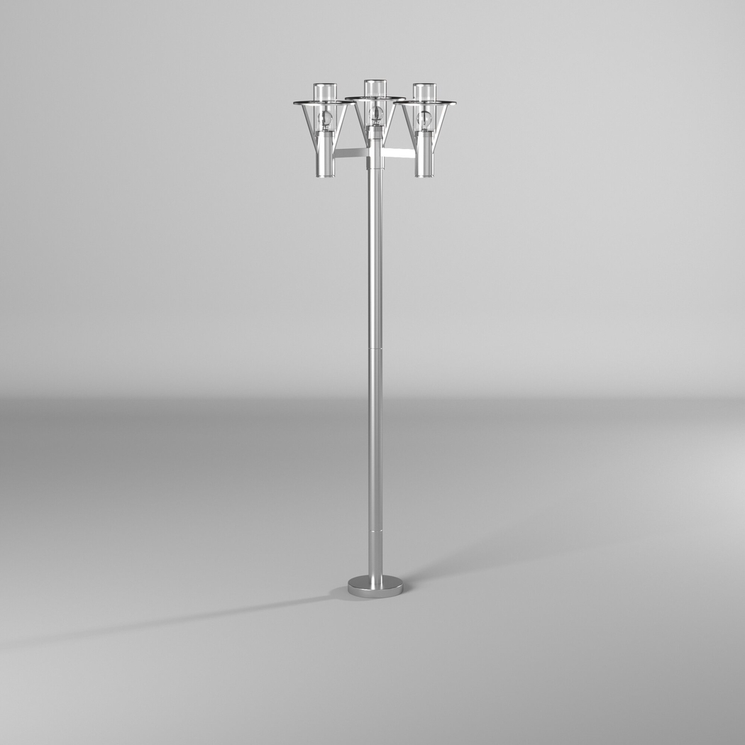 Perrott Bend Silver Outdoor 3 Light Floor Lamp - Thumbnail - Image 9