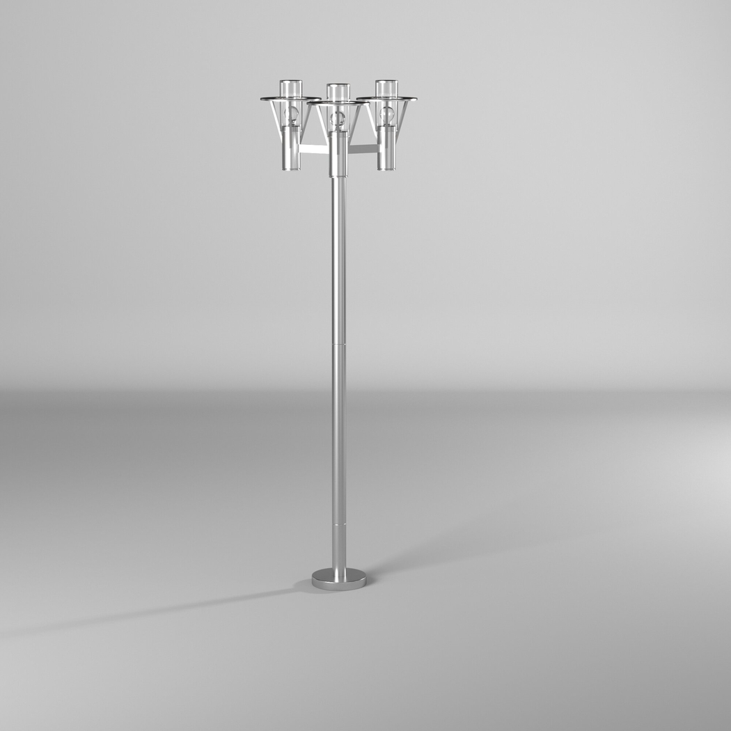 Perrott Bend Silver Outdoor 3 Light Floor Lamp - Thumbnail - Image 10