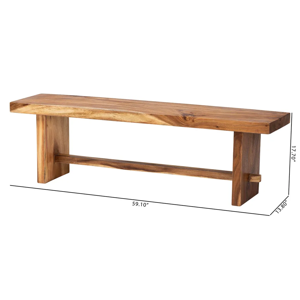 Petaline Brown Dining Bench - Thumbnail - Image 6