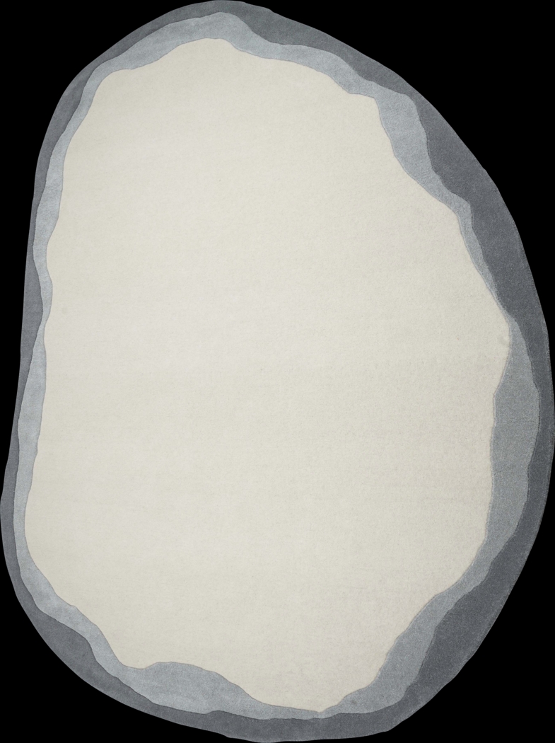 Petalshine Gray 8' x 10' Gray Oval Rug - Thumbnail - Image 1