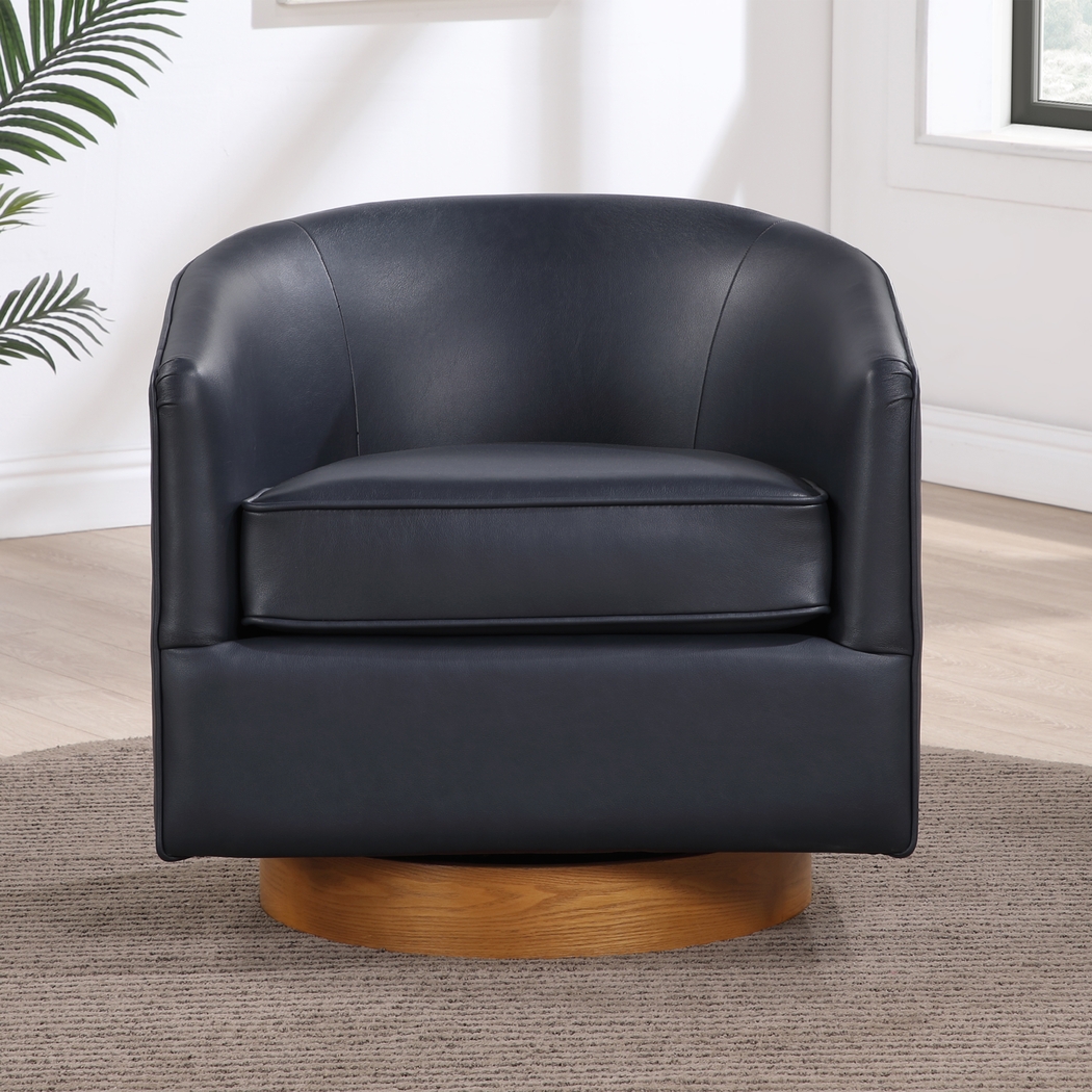 Petio Dark Blue Swivel Accent Chair - Thumbnail - Image 2