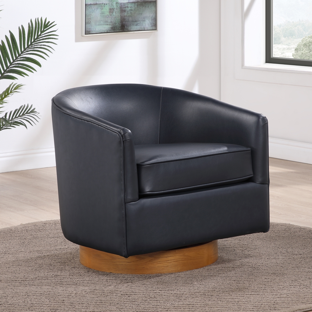 Petio Dark Blue Swivel Accent Chair - Thumbnail - Image 3