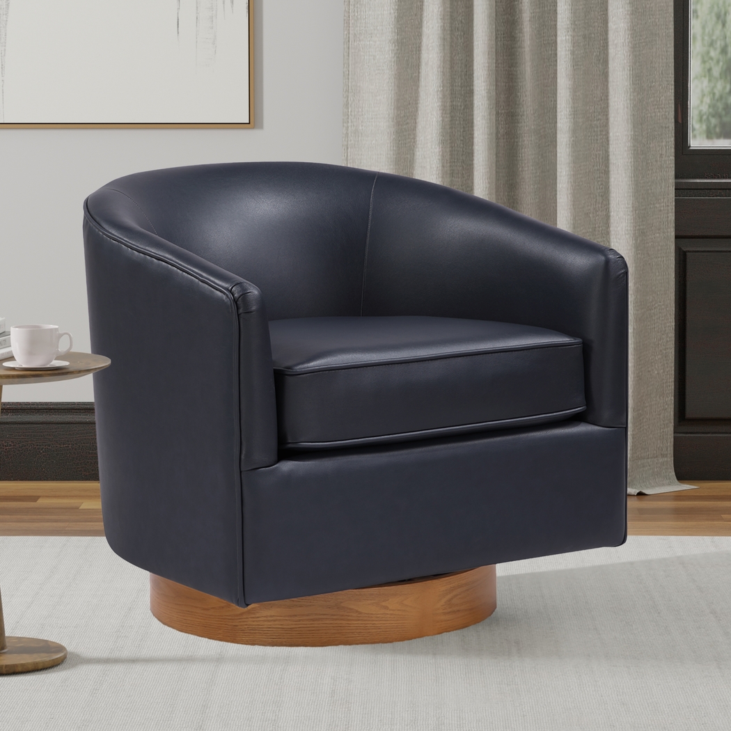 Petio Dark Blue Swivel Accent Chair - Thumbnail - Image 4