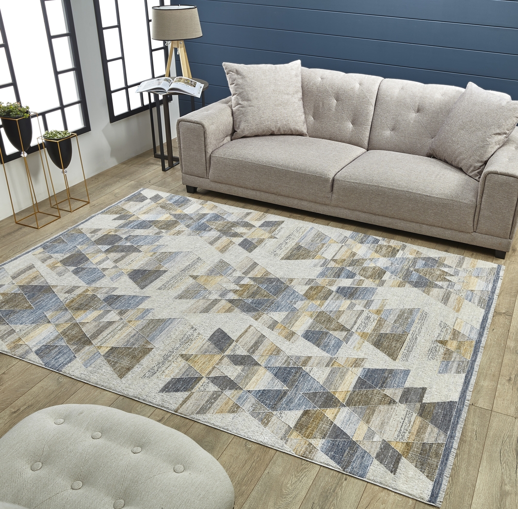 Petroton Gold/Blue 7'10 x 10'10 Rug - Thumbnail - Image 2