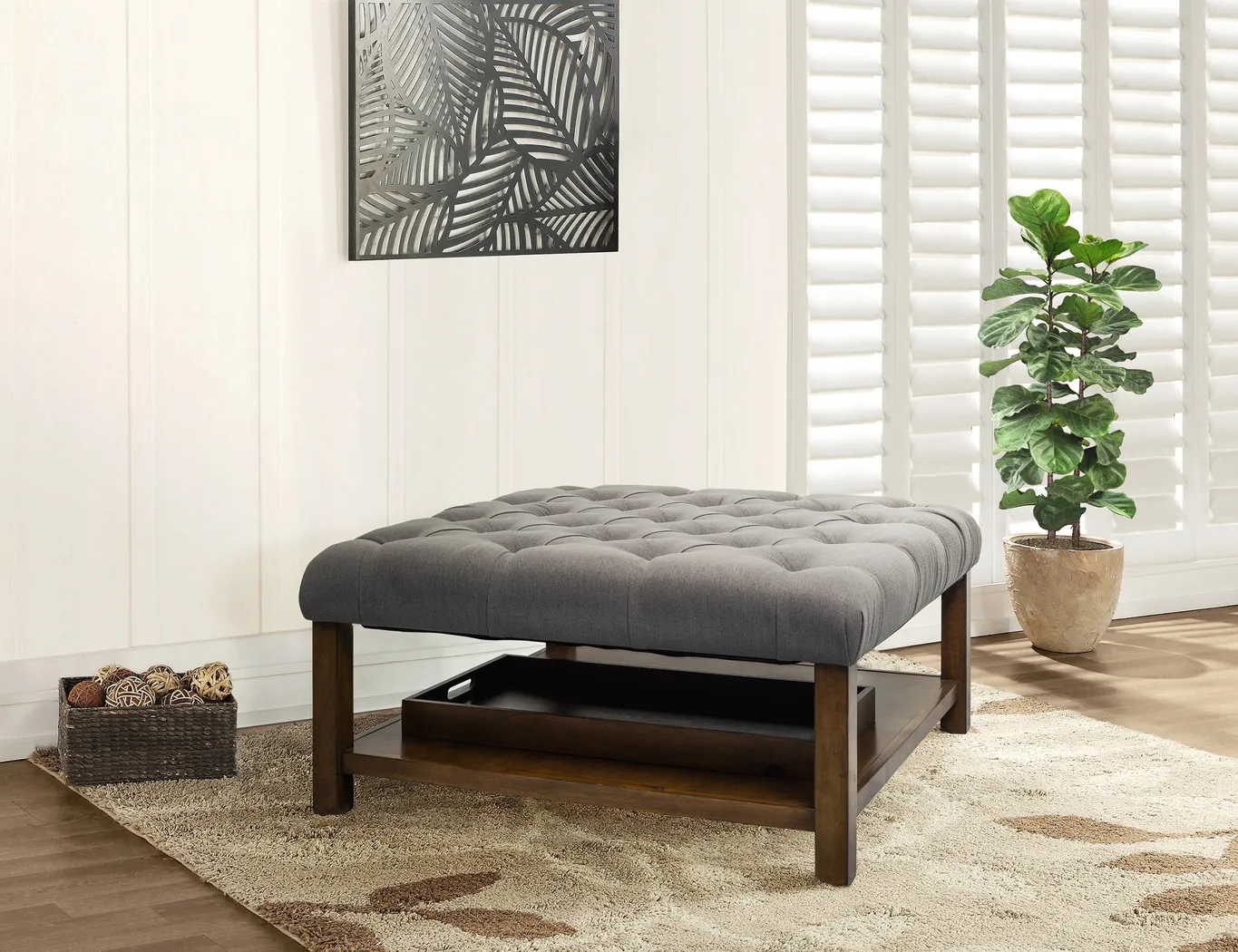 Pharlow Dark Gray Cocktail Ottoman - Thumbnail - Image 11