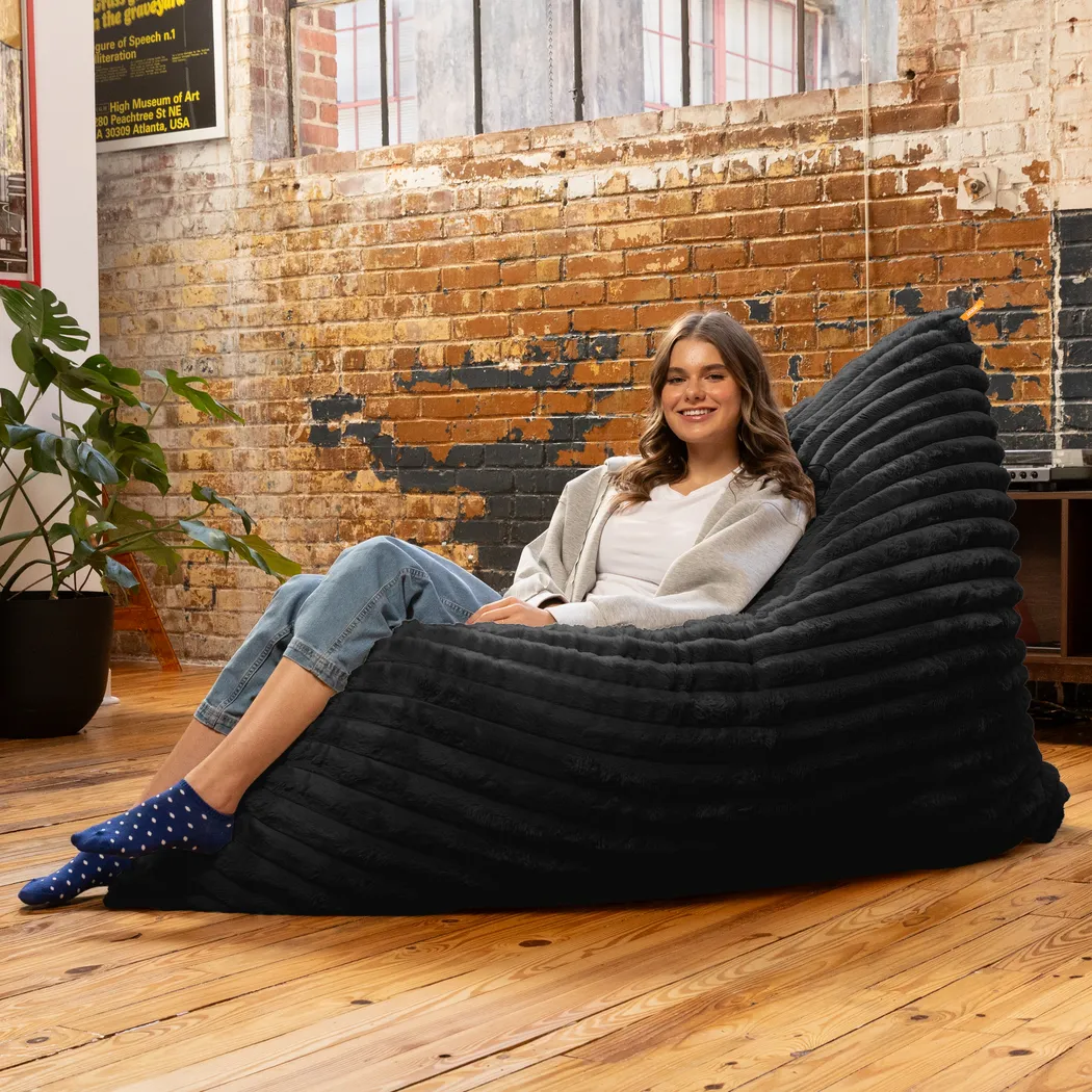 Pheosi I Black Bean Bag Accent Chair - Thumbnail - Image 8