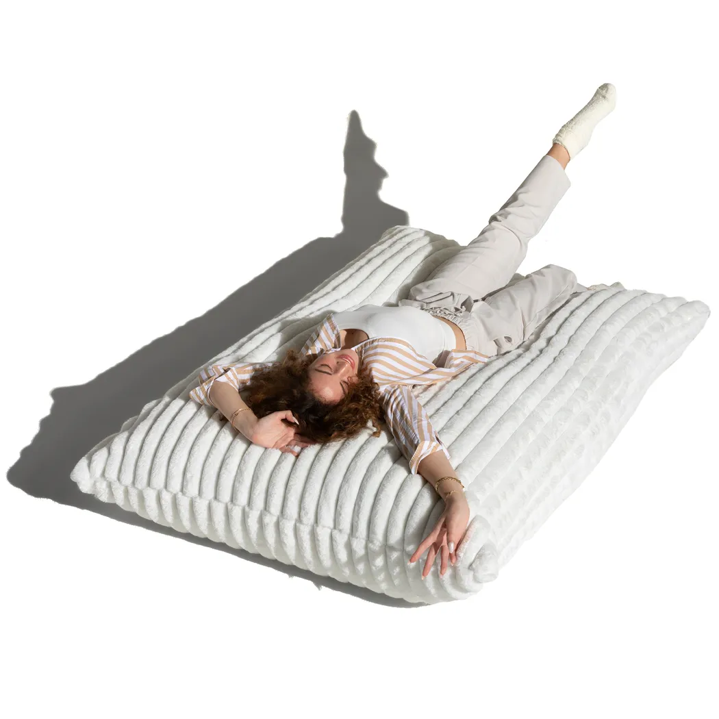 Pheosi I Ivory Bean Bag Accent Chair - Thumbnail - Image 3