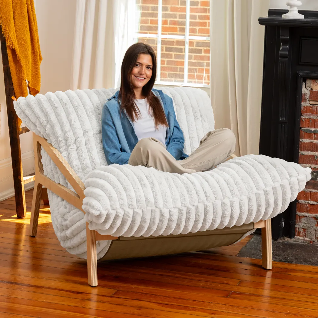 Pheosi I Ivory Bean Bag Accent Chair - Thumbnail - Image 5