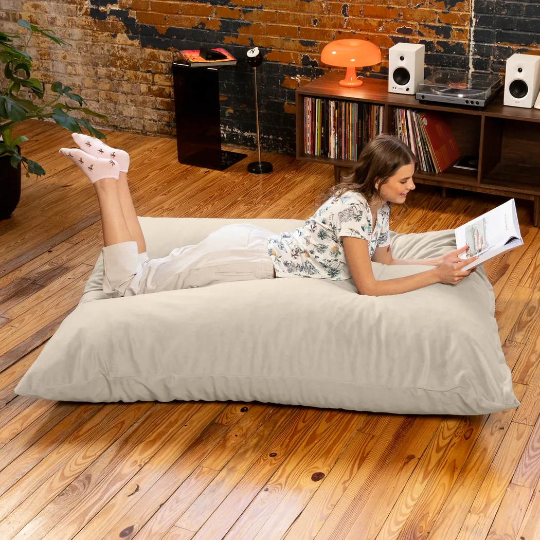 Pheosi II Ivory Bean Bag Accent Chair - Thumbnail - Image 6