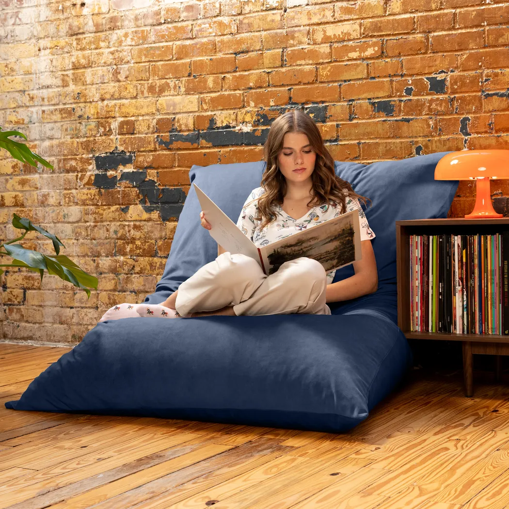 Pheosi II Navy Bean Bag Accent Chair - Thumbnail - Image 6