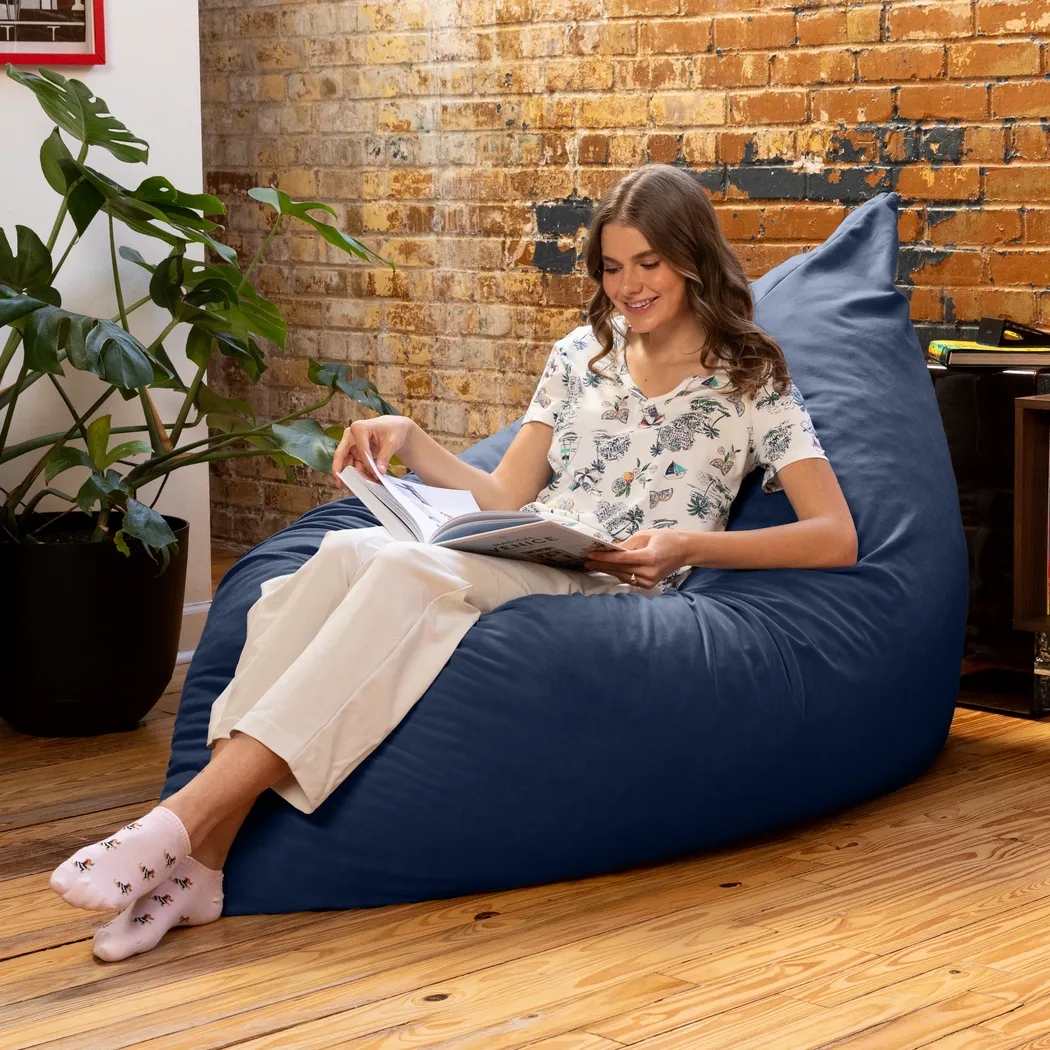 Pheosi II Navy Bean Bag Accent Chair - Thumbnail - Image 7