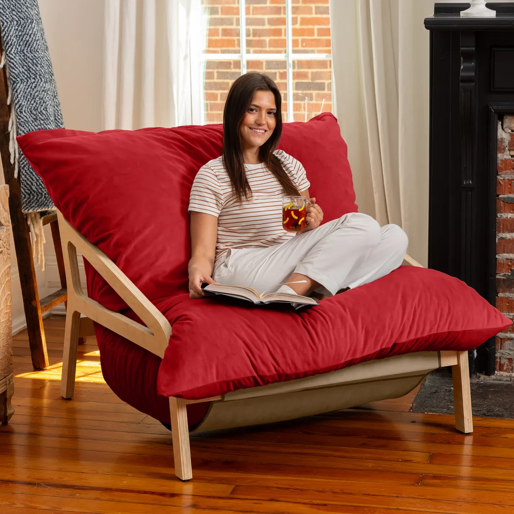Pheosi II Red Bean Bag Accent Chair - Thumbnail - Image 4