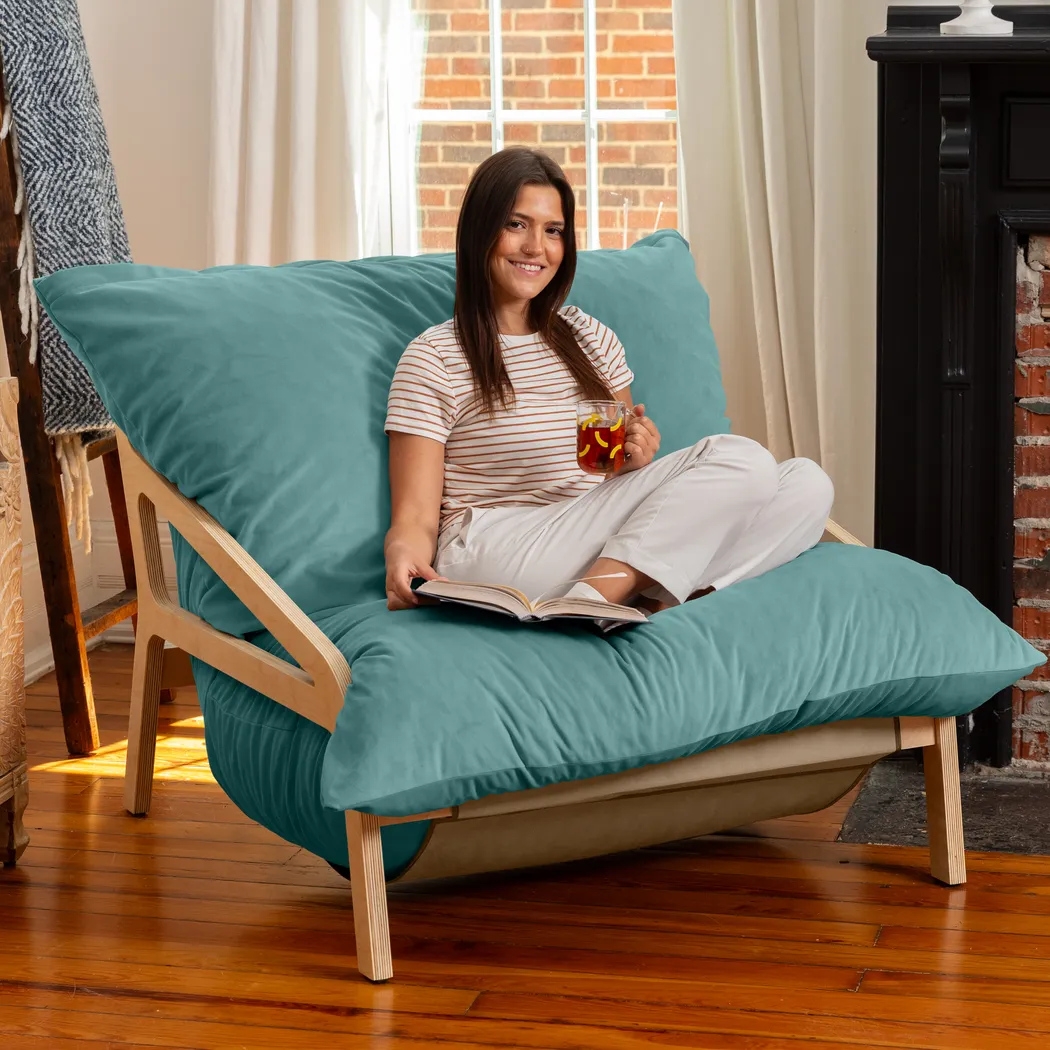 Pheosi II Turquoise Bean Bag Accent Chair - Thumbnail - Image 4