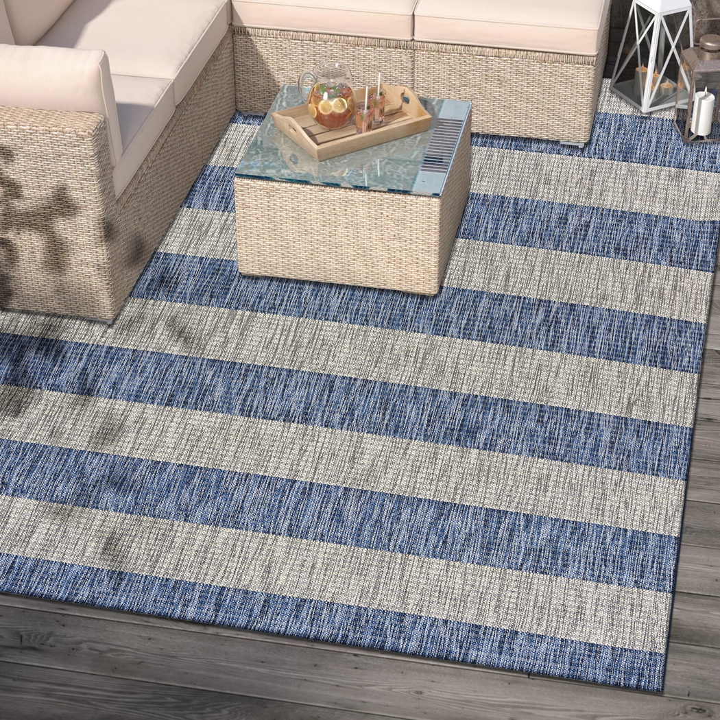 Picrane Navy/Gray 7'9 x 9'9 Indoor/Outdoor Rug - Thumbnail - Image 2