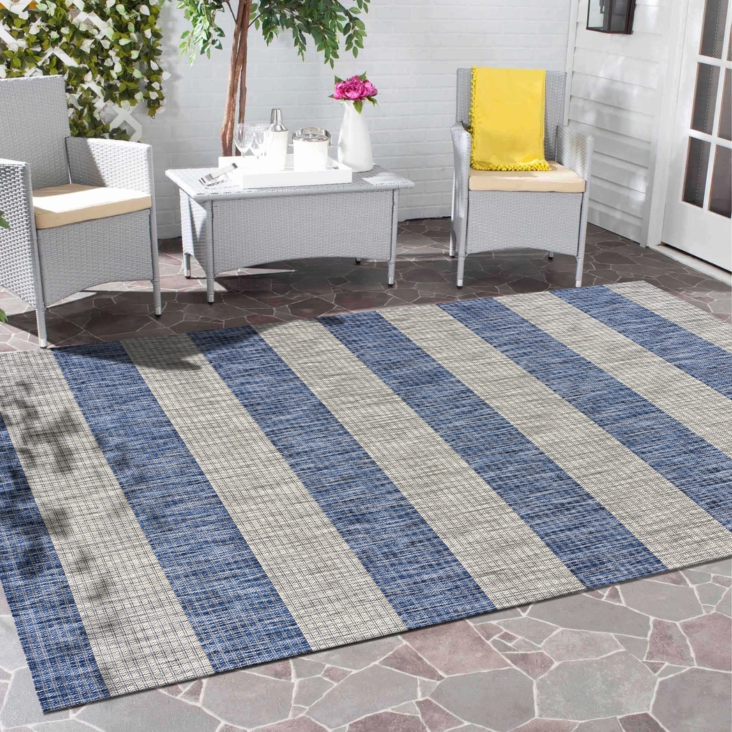 Picrane Navy/Gray 7'9 x 9'9 Indoor/Outdoor Rug - Thumbnail - Image 3
