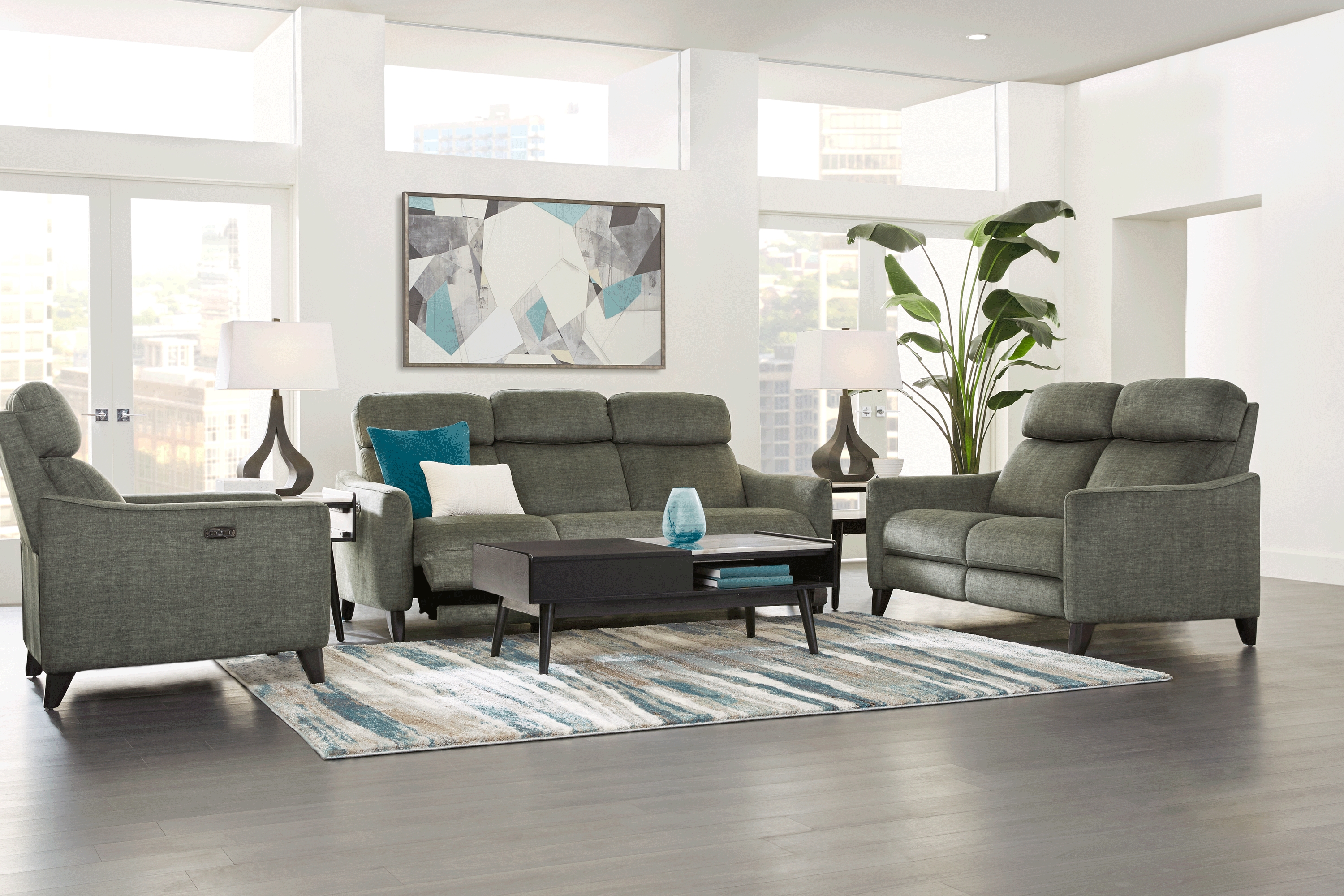 Pierceton Gray 3 Pc Dual Power Reclining Living Room - Thumbnail - Image 1