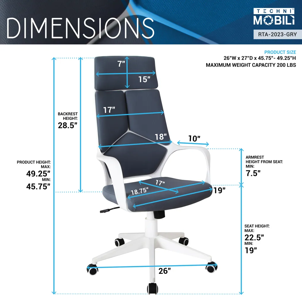 Pilronto Gray Office Chair - Thumbnail - Image 4