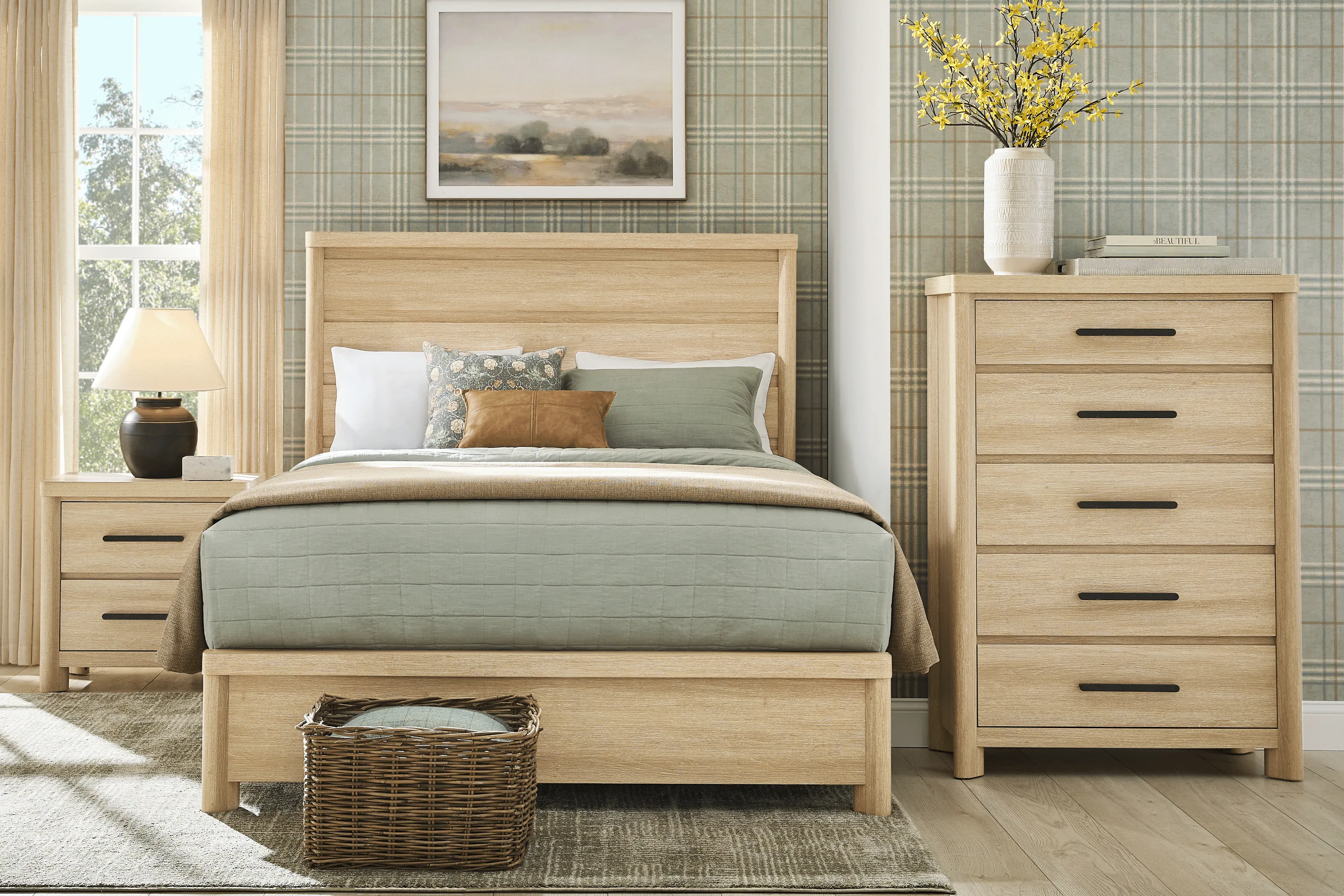 Pinebrook Natural 3 Pc King Panel Bed - Thumbnail - Image 2