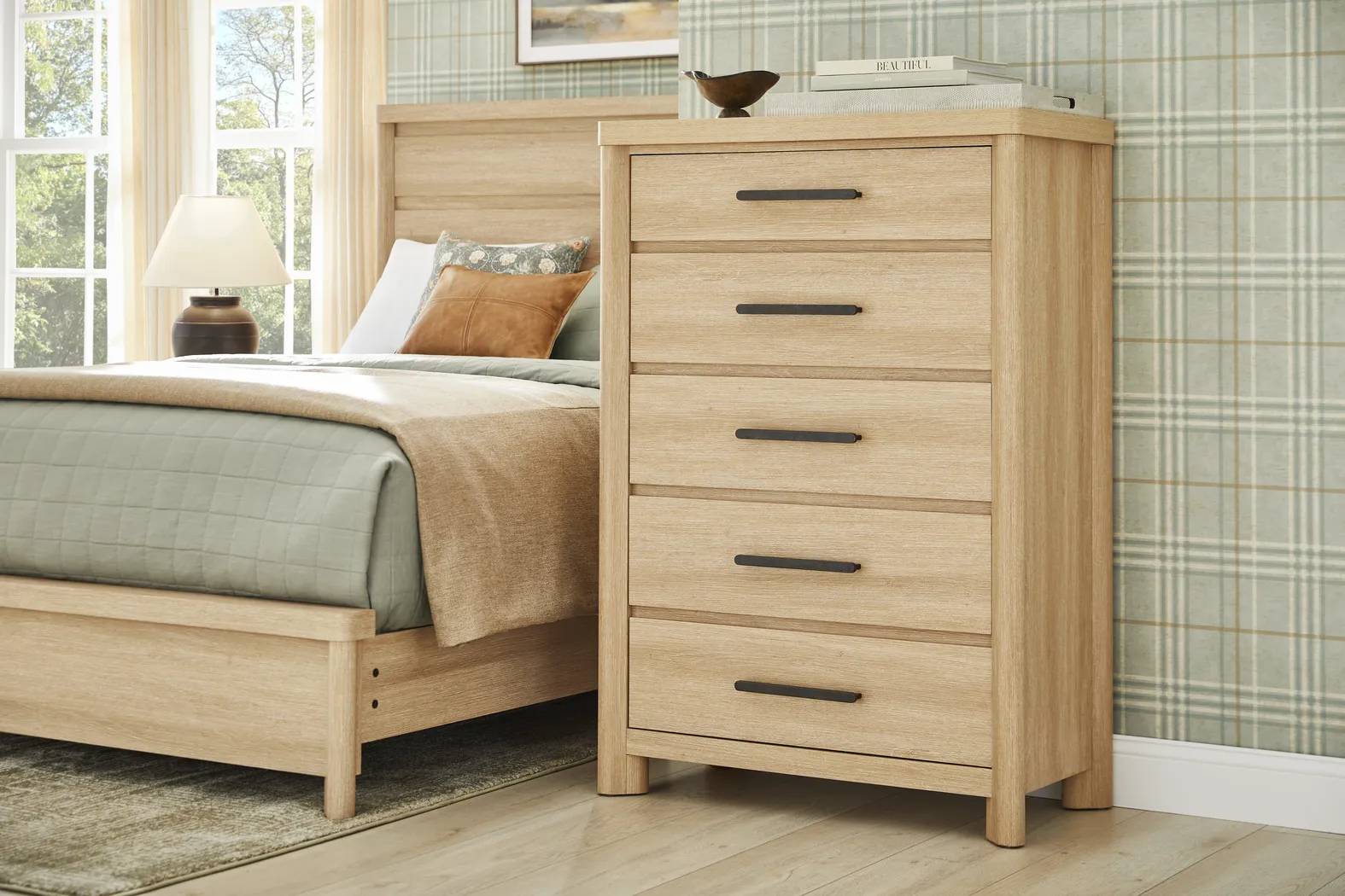 Pinebrook Natural 5 Pc Queen Panel Bedroom - Thumbnail - Image 6