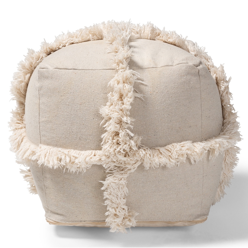 Pineview Court Beige Pouf - Thumbnail - Image 2
