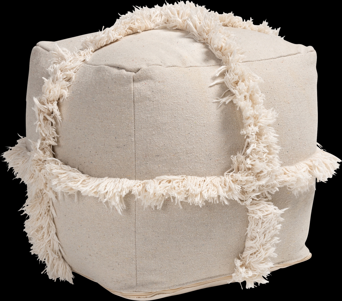 Pineview Court Beige Pouf - Thumbnail - Image 1
