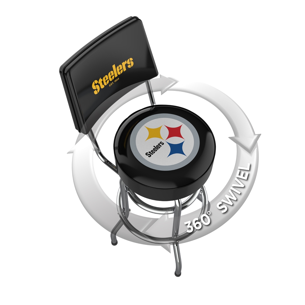 Pittsburgh Steelers Black Swivel Barstool with Back - Thumbnail - Image 3