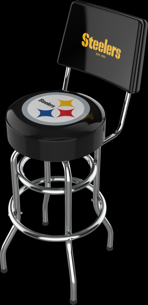 Pittsburgh Steelers Black Swivel Barstool with Back - Thumbnail - Image 1