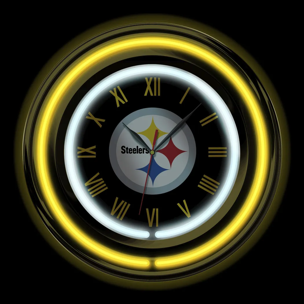 Pittsburgh Steelers White Neon Wall Clock - Thumbnail - Image 3
