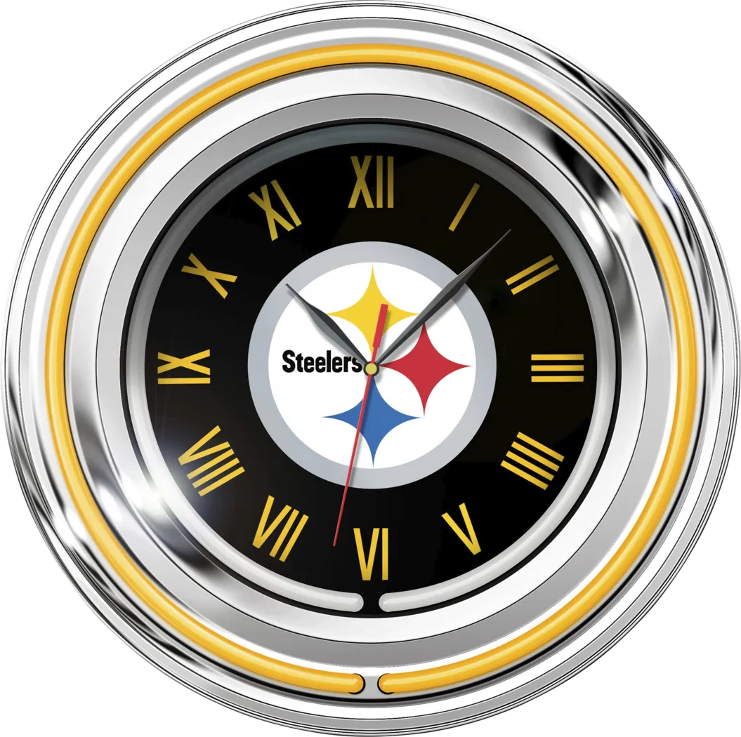 Pittsburgh Steelers White Neon Wall Clock - Thumbnail - Image 1