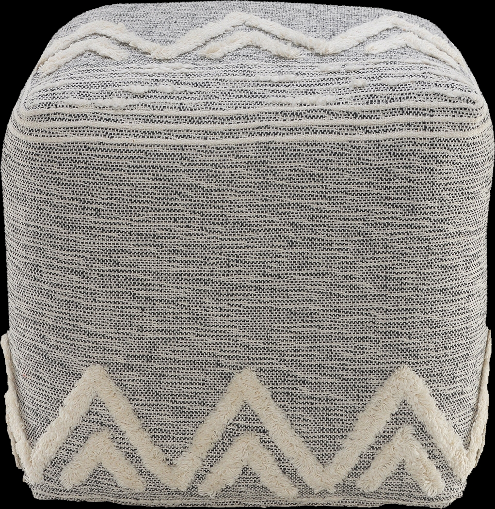 Piziti Gray/Ivory Pouf - Thumbnail - Image 5