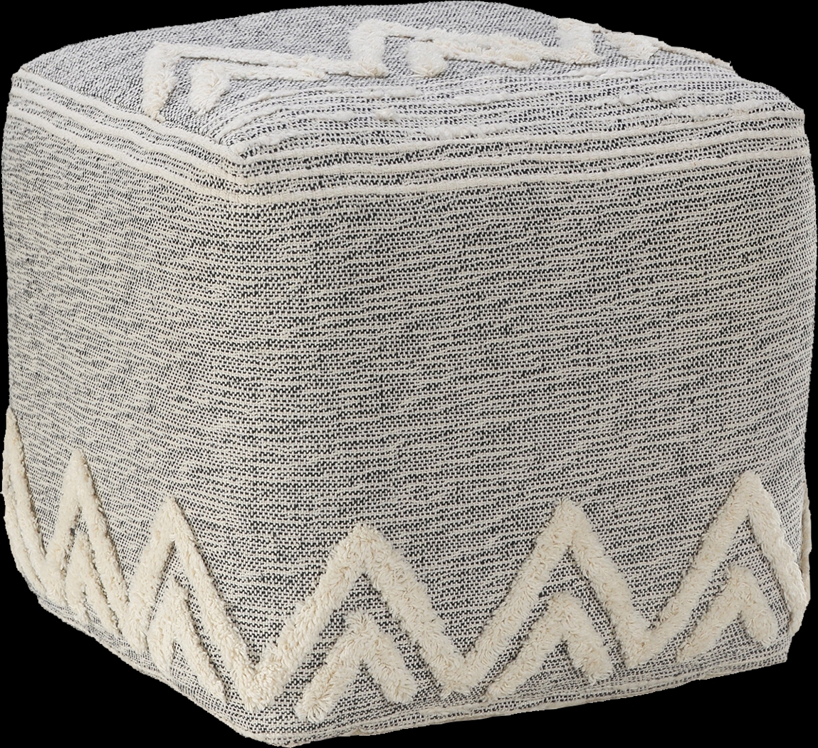 Piziti Gray/Ivory Pouf - Thumbnail - Image 1