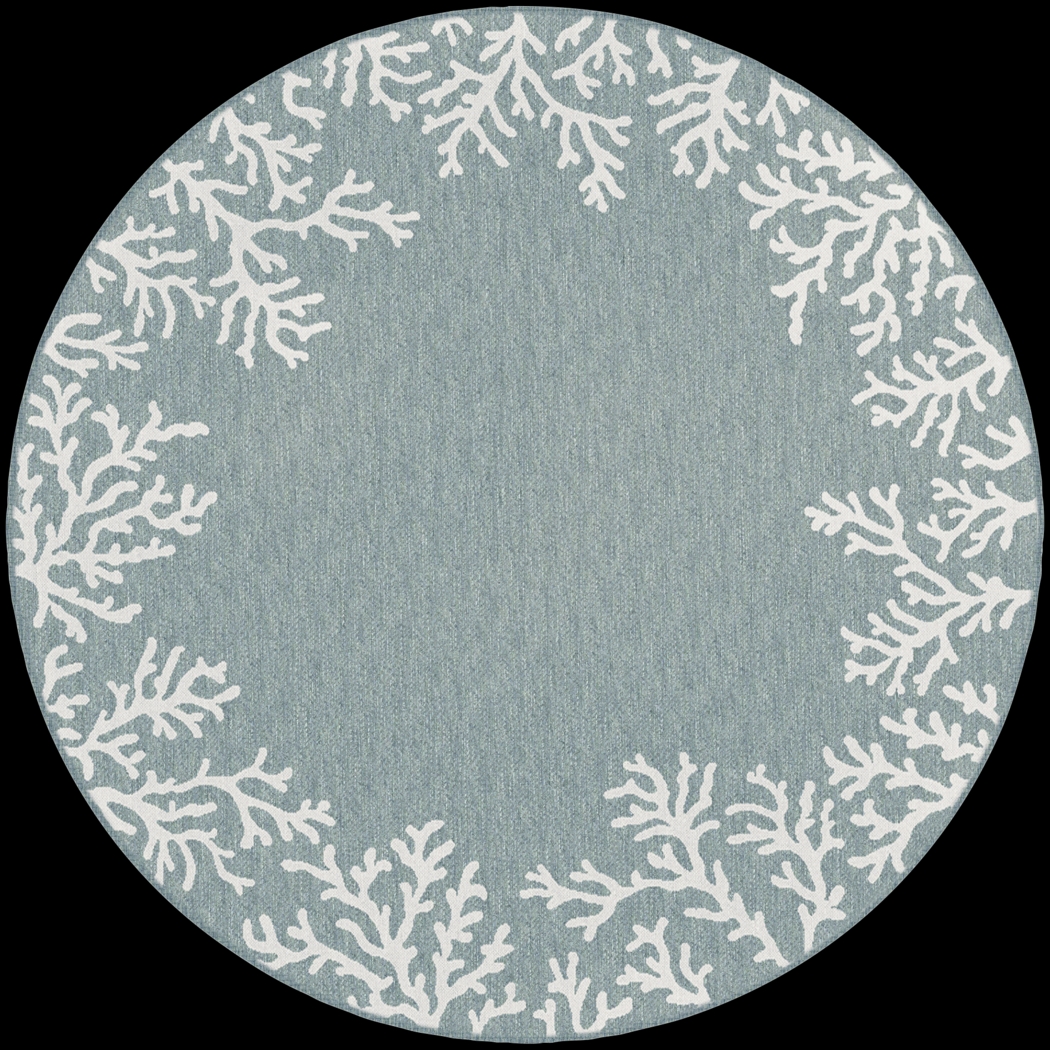Placida Aqua 7'10 Round Indoor/Outdoor Rug - Thumbnail - Image 1