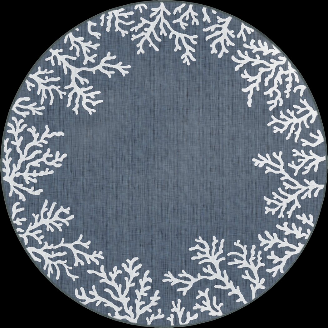 Placida Navy 7'10 Round Indoor/Outdoor Rug - Thumbnail - Image 1