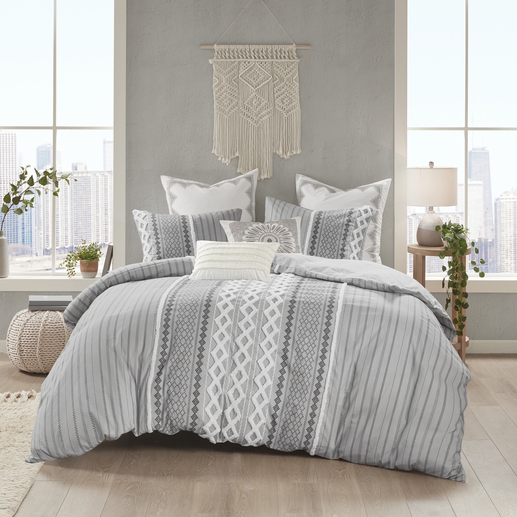 Plaen Gray 3 Pc Full/Queen Comforter Set - Thumbnail - Image 2