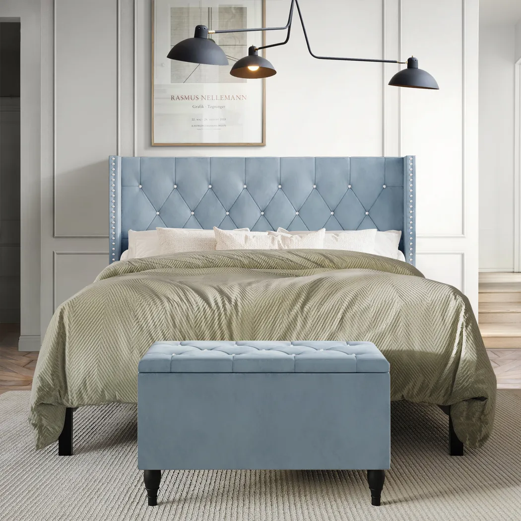 Plaisend Light Blue Queen Bed - Thumbnail - Image 2